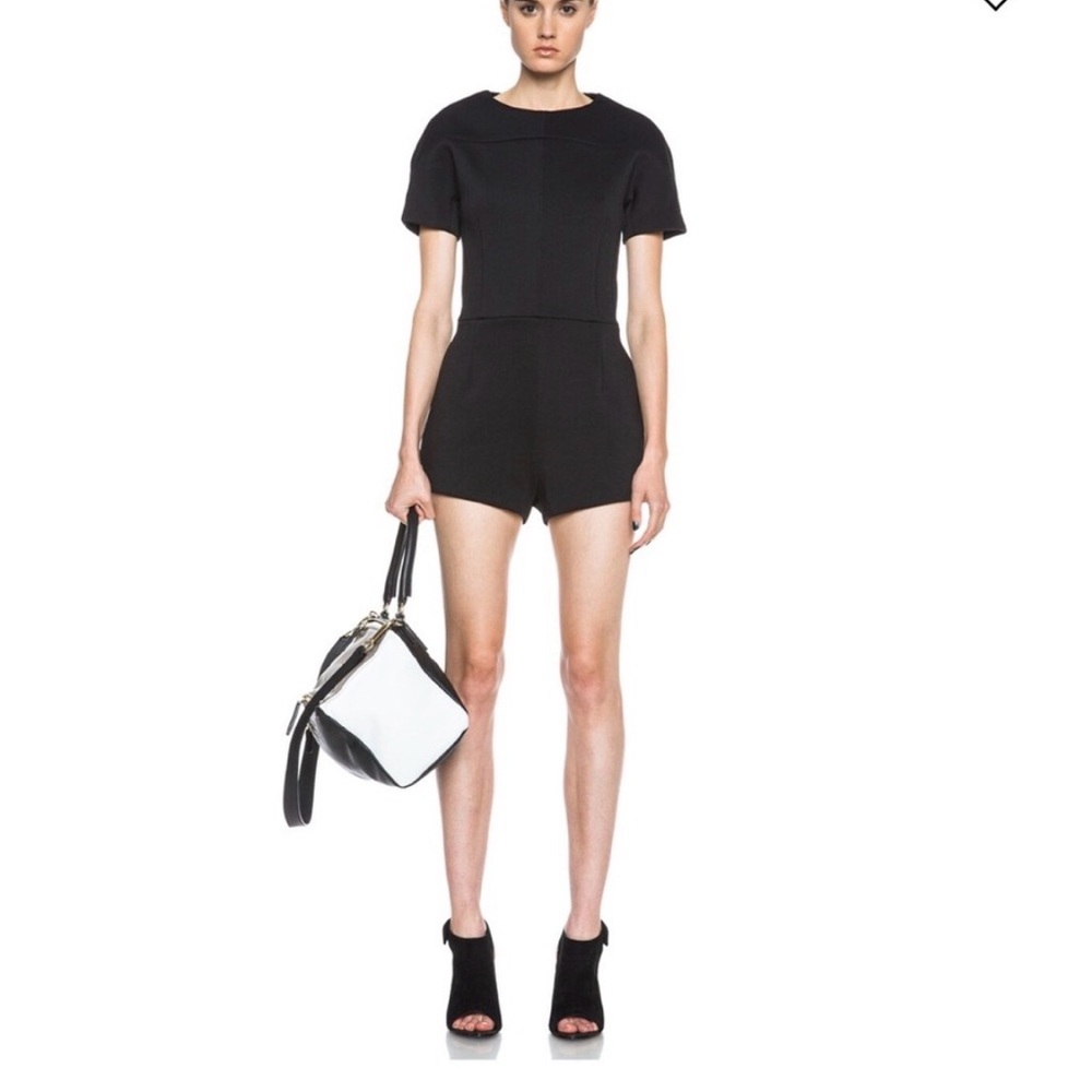 Alexander Wang Black Neoprene Short Sleeve Romper